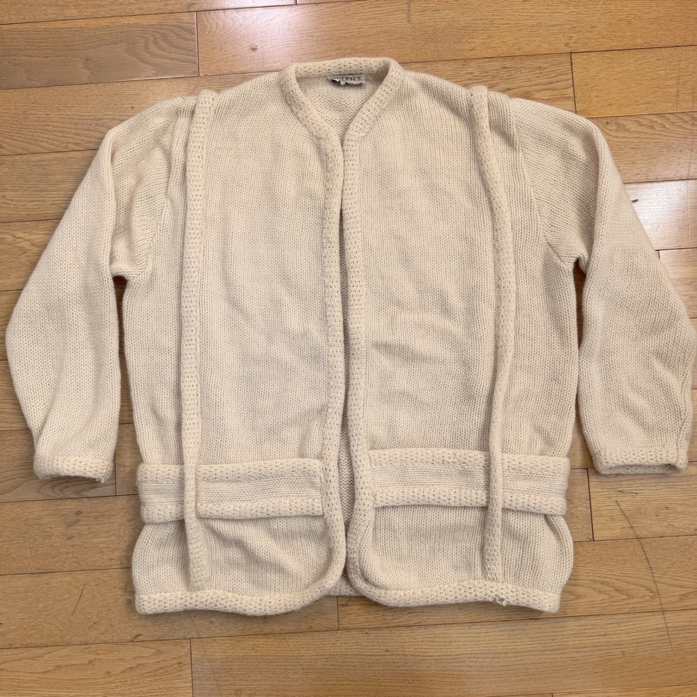 Vintage BULKIES Le Roy Knitwear Calif Cream 100% Wool Cardigan‎ Sweater